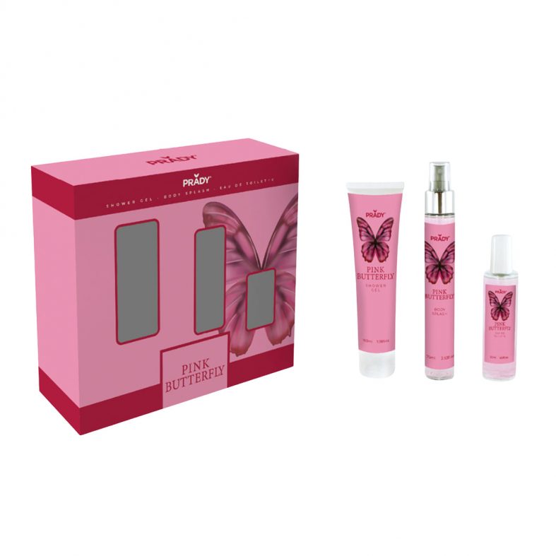 Set Pink Butterfly – Eau de Toilette, Body Splash y Body Lotion – 225 ml – Prady - Prady