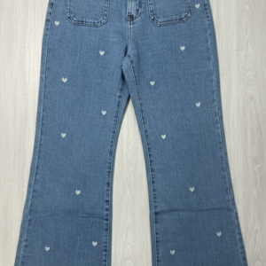 Vaqueros de Tiro Alto con Bordado de Corazones | Estilo Retro y Romántico