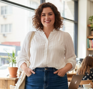 Camisa Blanca de Algodón con Volantes y Mangas Largas - Estilo Versátil y Cómodo