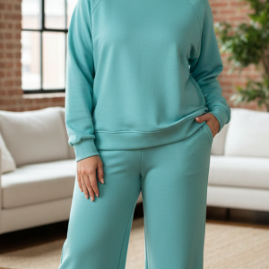 Conjunto Comfy de Dos Piezas: Sudadera Oversize y Pantalón Palazzo Turquesa