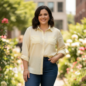 Camisa de Rayas Amarilla para Mujer