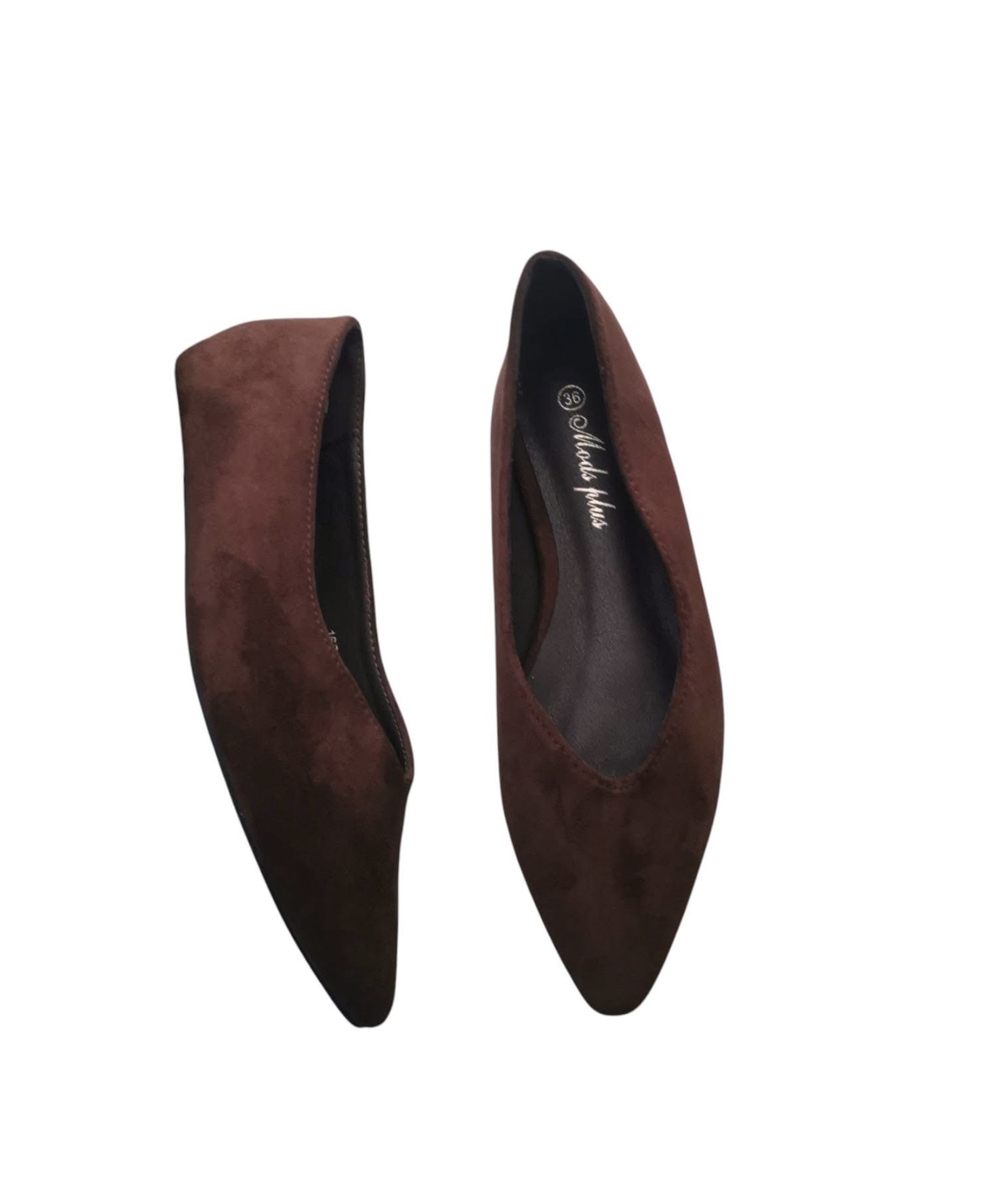 Zapato Plano Estilo Bailarina en Antelina Marrón - Elegancia y Confort - Imagen 2