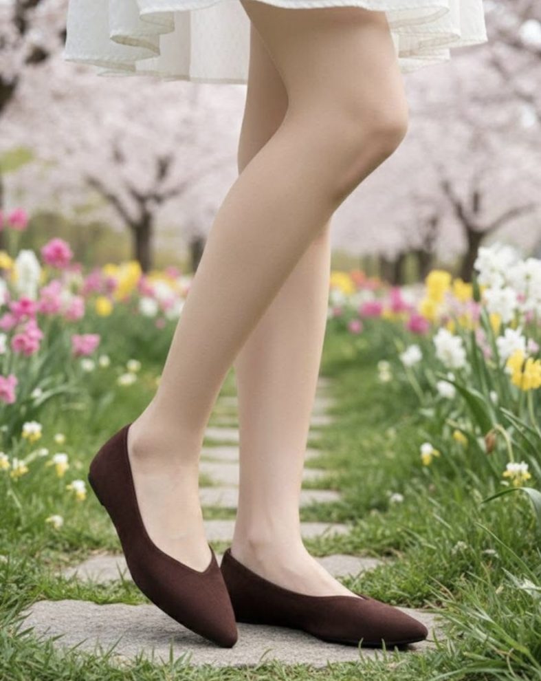 Zapato Plano Estilo Bailarina en Antelina Marrón - Elegancia y Confort