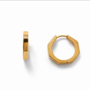 Pendiente acero dorado aro geometrico
