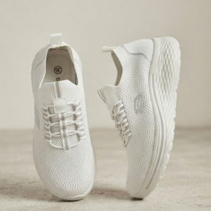 Zapatillas deportivas blancas tipo calcetín para mujer