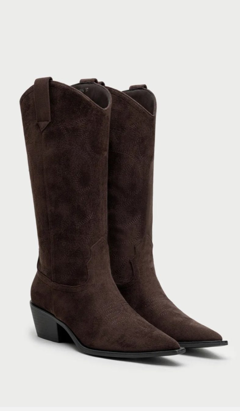 Botas Camperas Mujer Ante Marrón Oscuro - Estilo Cowboy