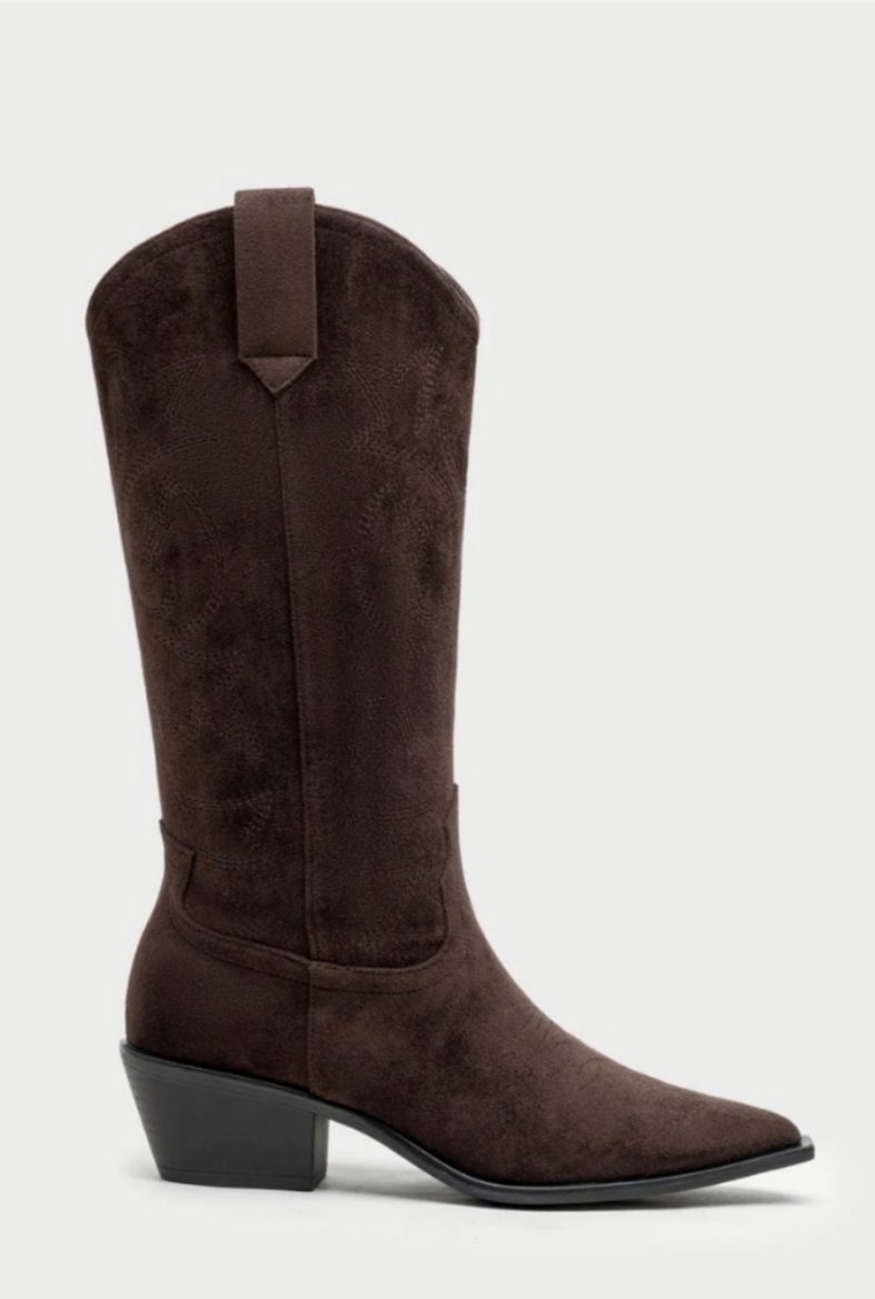 Botas Camperas Mujer Ante Marrón Oscuro - Estilo Cowboy - Imagen 2