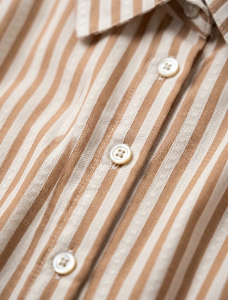 Camisa de Rayas Otoñales en Algodón Texturizado - Imagen 4