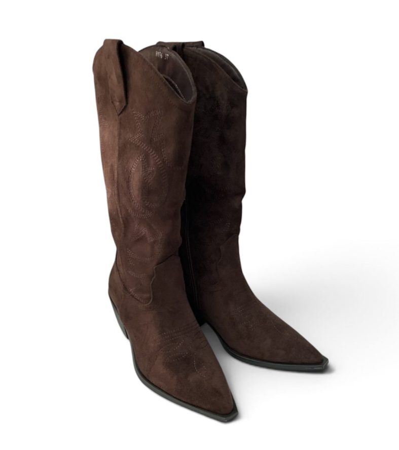 Botas Camperas Mujer Ante Marrón Oscuro - Estilo Cowboy - Imagen 3
