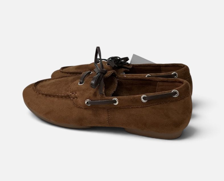 Mocasines Náuticos Mujer Ante Marrón - Zapatos Estilo Náutico con Cordones - Imagen 2