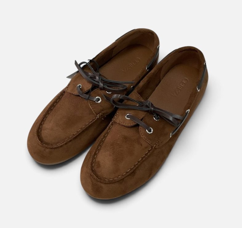 Mocasines Náuticos Mujer Ante Marrón - Zapatos Estilo Náutico con Cordones - Imagen 4